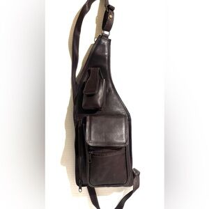 Vintage Dark unsiex Brown Leather Sling shoulder Bag